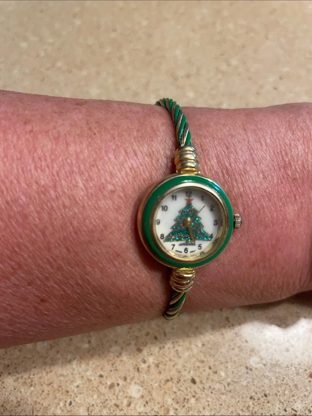 Holiday Bracelet Watches — Green Christmas Tree & Red Snowman Dials